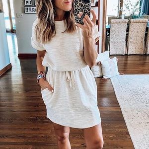 Solid Color Drawstring Daily Dress